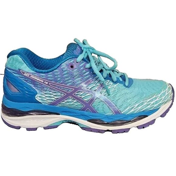 Excellent Condition ASICS GEL Nimbus 18 Womens 7 US 38 Medium Running Shoes Blue - Picture 8 of 12